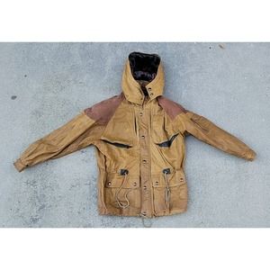 Vtg Hurricane Collection Leather Parka Jacket With Detachable Hood